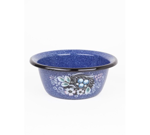 Миска эмалированная 0,8 л, Стальэмаль 1с5с, Голубика, синий, с зерном