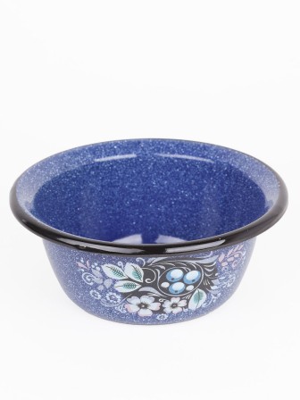 Миска эмалированная 0,8 л, Стальэмаль 1с5с, Голубика, синий, с зерном