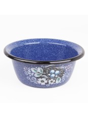 Миска эмалированная 0,8 л, Стальэмаль 1с5с, Голубика, синий, с зерном