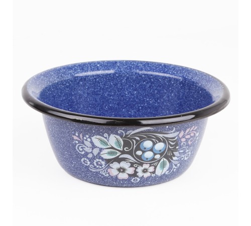 Миска эмалированная 0,8 л, Стальэмаль 1с5с, Голубика, синий, с зерном