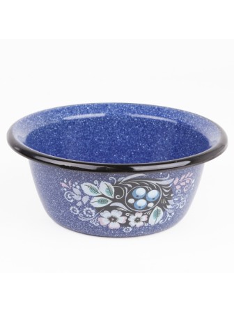 Миска эмалированная 0,8 л, Стальэмаль 1с5с, Голубика, синий, с зерном