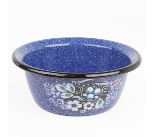Миска эмалированная 0,8 л, Стальэмаль 1с5с, Голубика, синий, с зерном