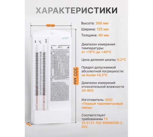 Гигрометр ВИТ-2 (+15 °C до +40 °C)
