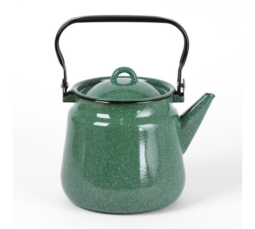 Чайник эмалированный  3,5 л, Стальэмаль 2с26, без рисунка изумрудный, с зерном