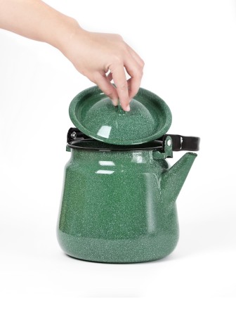 Чайник эмалированный  3,5 л, Стальэмаль 2с26, без рисунка изумрудный, с зерном