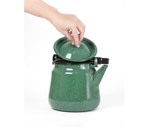 Чайник эмалированный  3,5 л, Стальэмаль 2с26, без рисунка изумрудный, с зерном