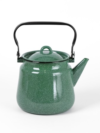 Чайник эмалированный  3,5 л, Стальэмаль 2с26, без рисунка изумрудный, с зерном