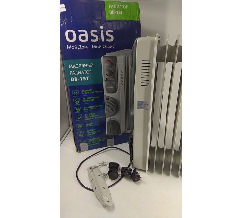 Уценка 24-2129 Масляный радиатор Oasis BB-15T с тепловентилятором, 1500 Вт, 7 секций