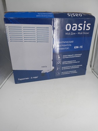 Уценка 25-1108 Обогреватель конвектор OASIS KM-15, 1500 Вт, настенный/напольный на колесиках