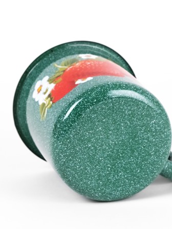 Кружка эмалированная 1 л, Стальэмаль 1с3с, Клубника садовая, изумрудный, с зерном