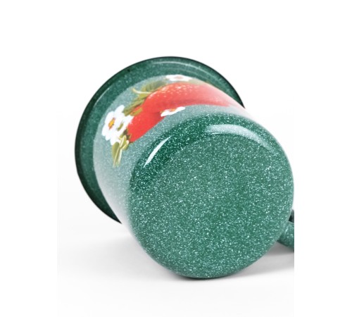 Кружка эмалированная 1 л, Стальэмаль 1с3с, Клубника садовая, изумрудный, с зерном