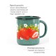 Кружка эмалированная 1 л, Стальэмаль 1с3с, Клубника садовая, изумрудный, с зерном