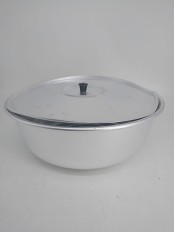 Уценка 25-1061 Миска алюминиевая Демидовский завод МТ-037, 36 см, с крышкой, матовая