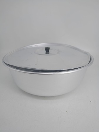Уценка 25-1061 Миска алюминиевая Демидовский завод МТ-037, 36 см, с крышкой, матовая