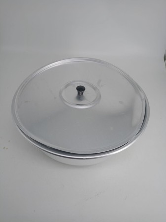 Уценка 25-1061 Миска алюминиевая Демидовский завод МТ-037, 36 см, с крышкой, матовая