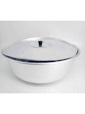 Уценка 25-1061 Миска алюминиевая Демидовский завод МТ-037, 36 см, с крышкой, матовая