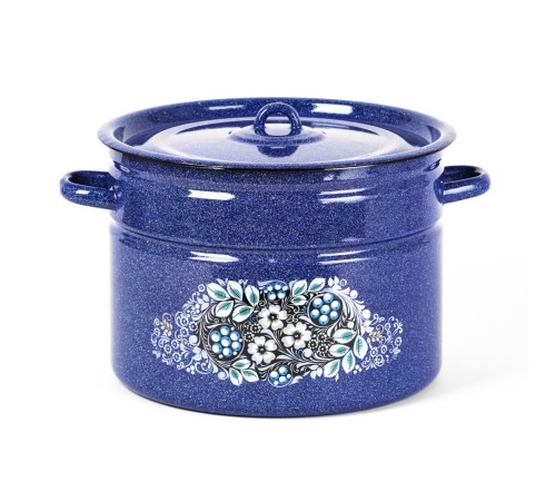 Кастрюля эмалированная 12,5 л, Стальэмаль 1с300с, Голубика, синий, с зерном