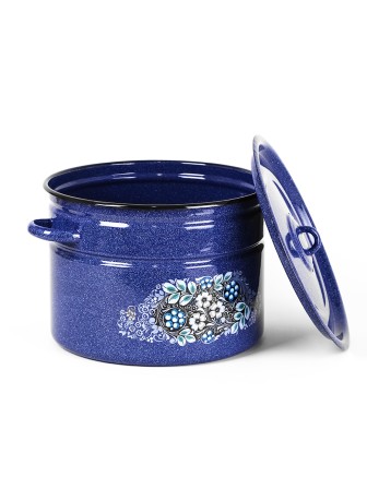 Кастрюля эмалированная 12,5 л, Стальэмаль 1с300с, Голубика, синий, с зерном