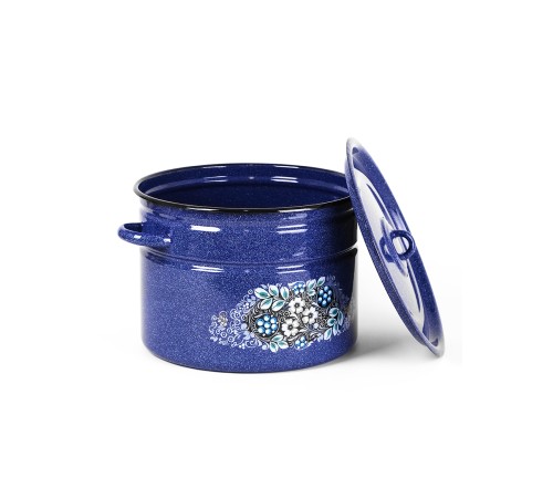 Кастрюля эмалированная 12,5 л, Стальэмаль 1с300с, Голубика, синий, с зерном