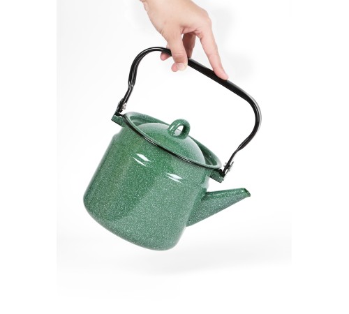 Чайник эмалированный  2 л, Стальэмаль 2с25, без рисунка изумрудный, с зерном