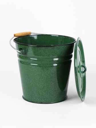 Ведро эмалированное 12 л, с крышкой, Стальэмаль 2с28, без рисунка, изумрудный, с зерном