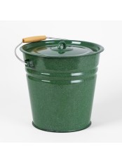 Ведро эмалированное 12 л, с крышкой, Стальэмаль 2с28, без рисунка, изумрудный, с зерном