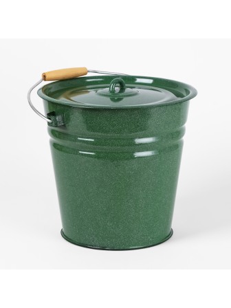 Ведро эмалированное 12 л, с крышкой, Стальэмаль 2с28, без рисунка, изумрудный, с зерном