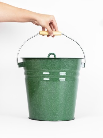 Ведро эмалированное 12 л, с крышкой, Стальэмаль 2с28, без рисунка, изумрудный, с зерном