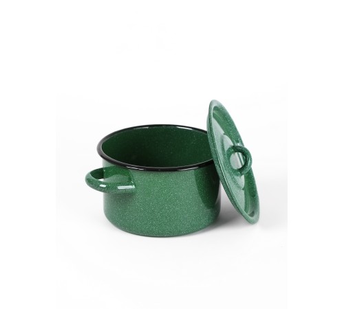Кастрюля эмалированная 1,5 л, Стальэмаль 2с15/1, без рисунка, изумрудный, с зерном