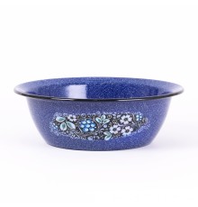 Миска эмалированная 3,5 л, Стальэмаль 1с9с, Голубика, синий, с зерном