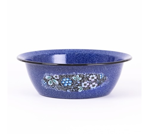 Миска эмалированная 3,5 л, Стальэмаль 1с9с, Голубика, синий, с зерном