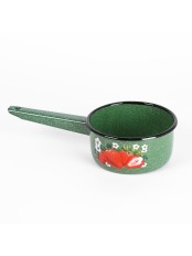 Ковш кухонный эмалированный  1 л, Стальэмаль 1с22с, Клубника садовая изумрудный, с зерном