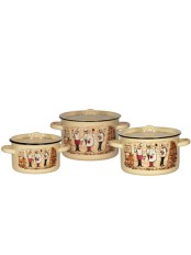 Набор кастрюль эмалированных (1,5 л, 2,9 л, 4,5 л) л, Стальэмаль 1с33, Сомелье, кремовый