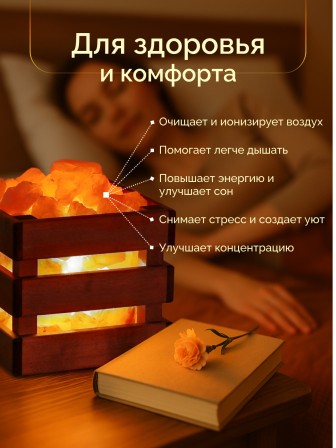 Солевая лампа Wonder Life Wood, с камнями