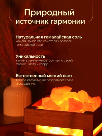 Солевая лампа Wonder Life Wood, с камнями