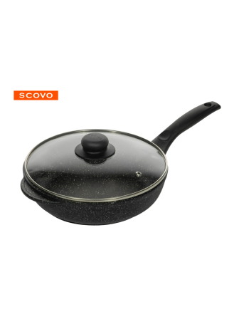 Сковорода Scovo Литая ЛТ-011, 28 см, стеклянная крышка 