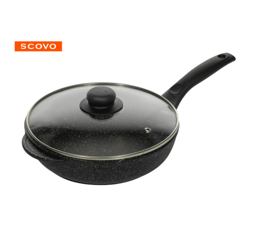 Сковорода Scovo Литая ЛТ-011, 28 см, стеклянная крышка 