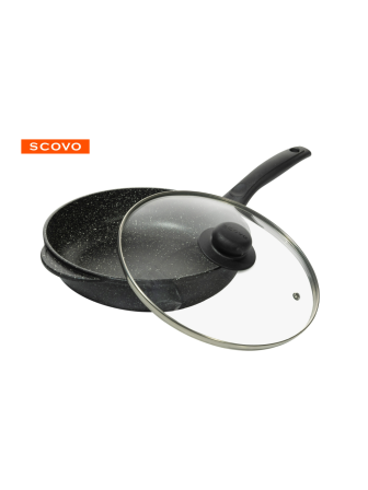 Сковорода Scovo Литая ЛТ-011, 28 см, стеклянная крышка 