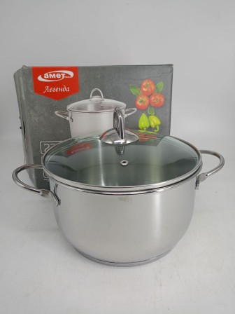 Уценка 25-1477 Кастрюля «Легенда» - 4,0 л, 220 мм, ТРС, КС (стеклянная крышка, зеркальная полировка, прутковые ручк