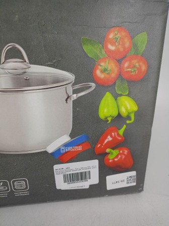 Уценка 25-1477 Кастрюля «Легенда» - 4,0 л, 220 мм, ТРС, КС (стеклянная крышка, зеркальная полировка, прутковые ручк