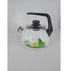 Уценка 25-1811 Чайник эмалированный  2 л, Стальэмаль 4с210я, Каллы белоснежный, со свистком