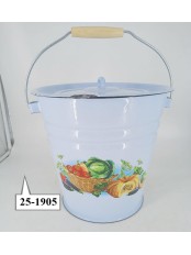 Уценка 25-1905 Ведро эмалированное 12 л, с крышкой, Стальэмаль 1с28с, Урожай, серо-голубой