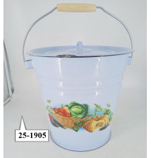 Уценка 25-1905 Ведро эмалированное 12 л, с крышкой, Стальэмаль 1с28с, Урожай, серо-голубой