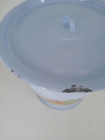 Уценка 25-1905 Ведро эмалированное 12 л, с крышкой, Стальэмаль 1с28с, Урожай, серо-голубой