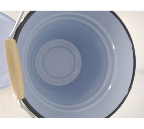 Уценка 25-1905 Ведро эмалированное 12 л, с крышкой, Стальэмаль 1с28с, Урожай, серо-голубой