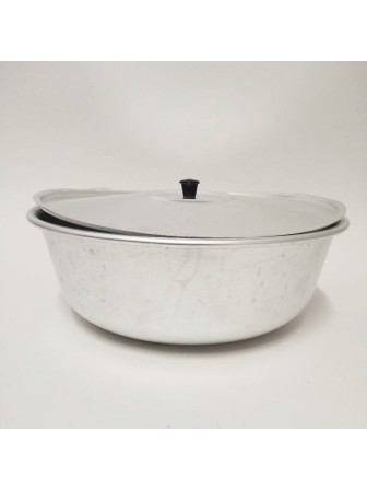 Уценка 25-1890 Миска алюминиевая Демидовский завод МТ-037, 36 см, с крышкой, матовая