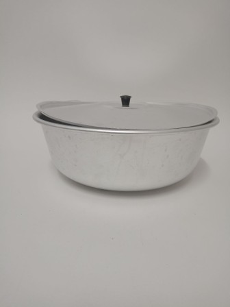 Уценка 25-1890 Миска алюминиевая Демидовский завод МТ-037, 36 см, с крышкой, матовая