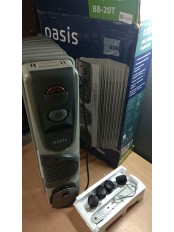 Уценка 23-2457 Масляный радиатор обогреватель электрический Oasis BB-20T для дома дачи с тепловентилятором (2000 Вт, 9 секций), регулируемый термостат напольный с колесиками