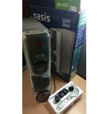 Уценка 23-2457 Масляный радиатор обогреватель электрический Oasis BB-20T для дома дачи с тепловентилятором (2000 Вт, 9 секций), регулируемый термостат напольный с колесиками