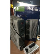 Уценка 23-2864 Масляный радиатор обогреватель электрический Oasis BB-20T для дома дачи с тепловентилятором (2000 Вт, 9 секций), регулируемый термостат напольный с колесиками